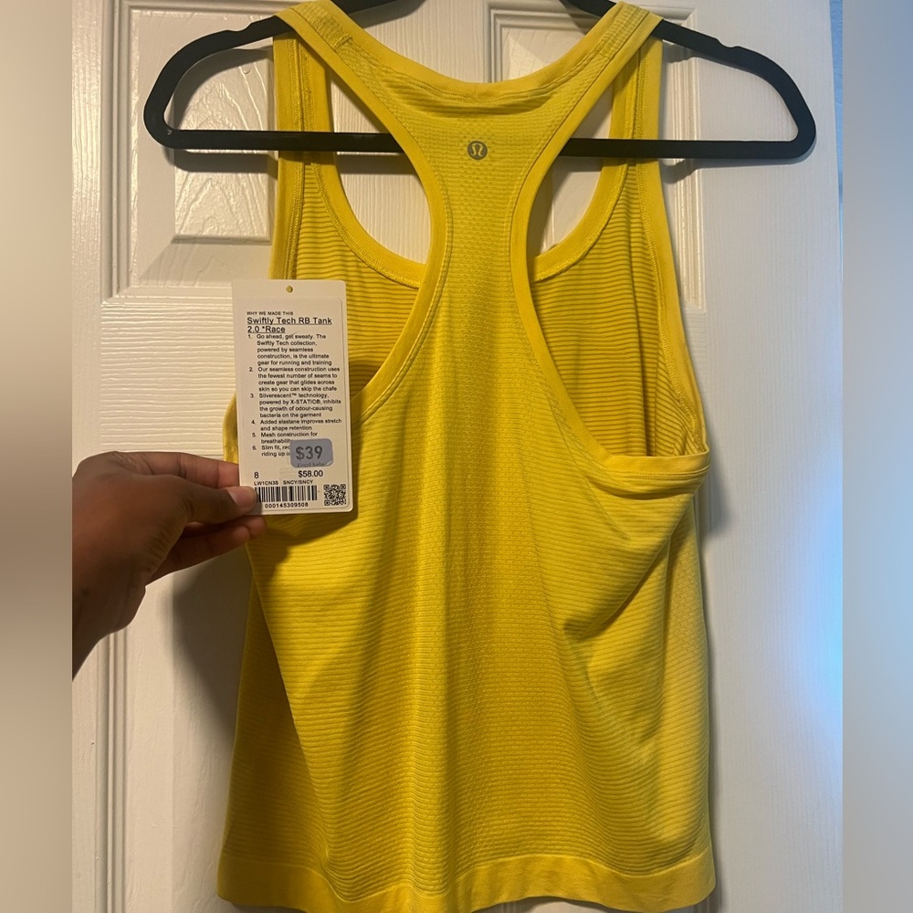 Lululemon Swiftly Tech RB Tank 2.0 Race Length Sonic Yellow Size 8